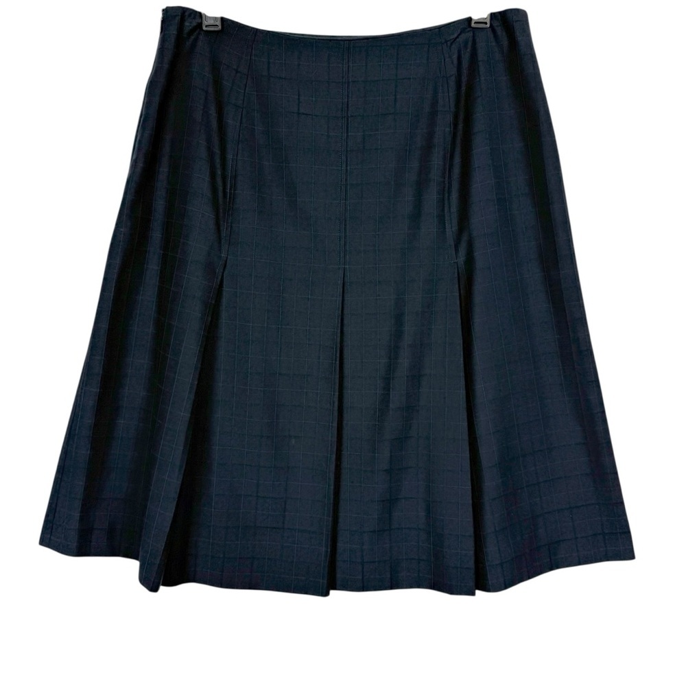 Isabel & Nina Dark Navy Box Pleat A-Line Skirt Size 6 Lined Dark Academia